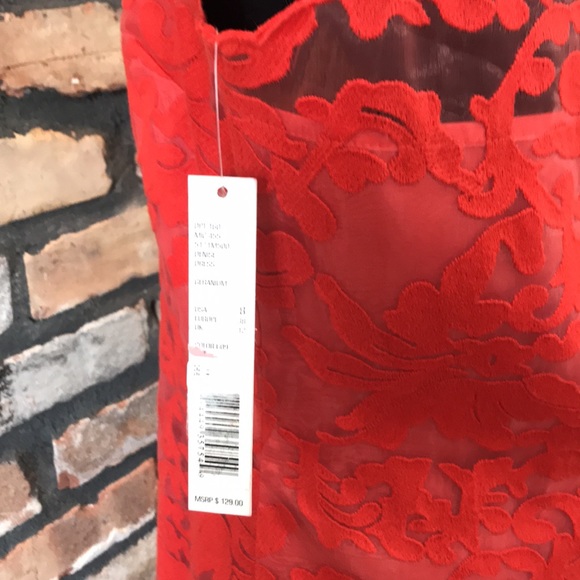 NWT - Gianni Bini Red Lace Sheath Dress - Size 8 - Picture 6 of 7